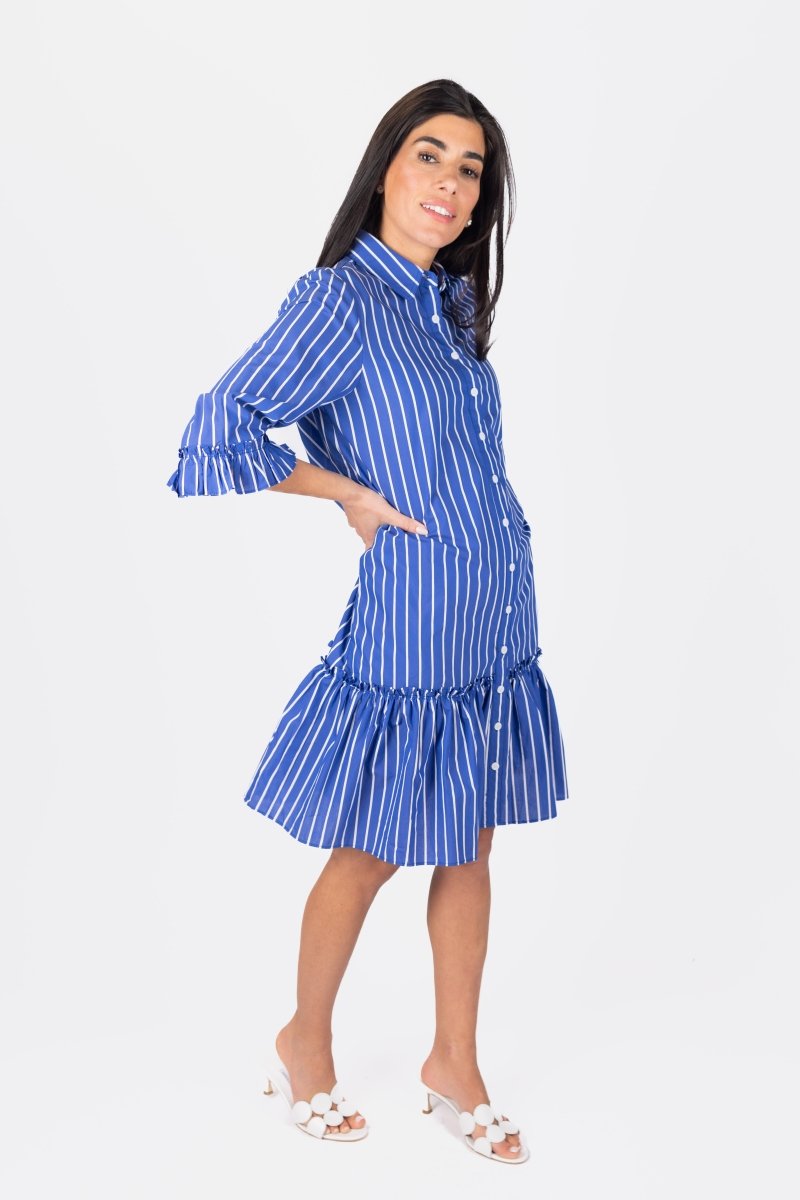 KIANA DRESS 37" (BLUE STRIPE) - Dress - Yakira Bella