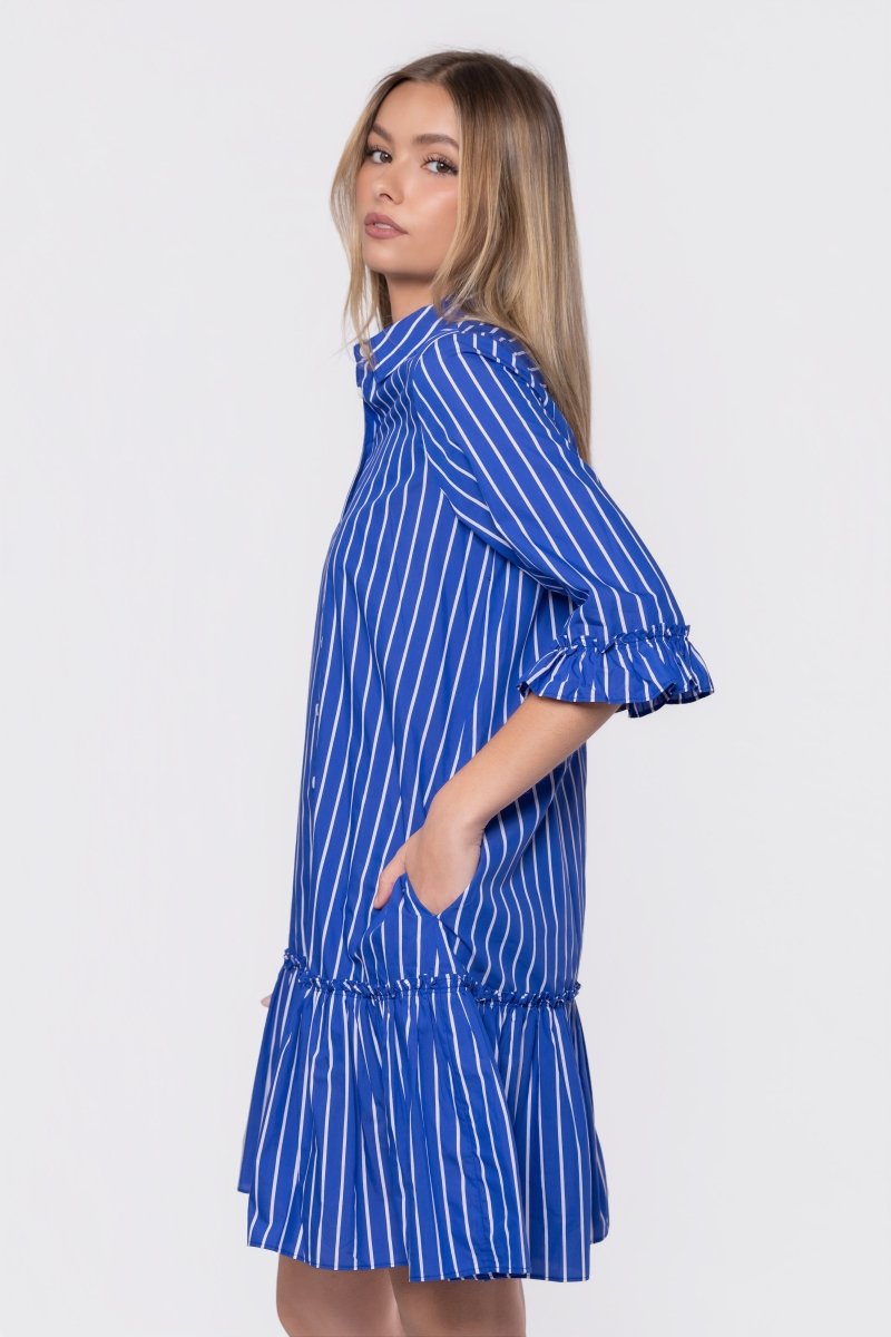 Kiana Dress 37" (Blue Stripe) - Dress - Yakira Bella