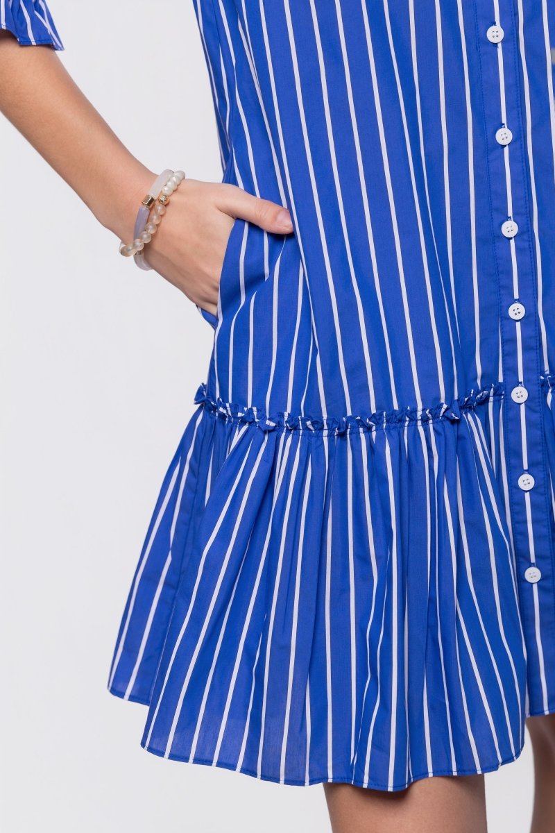 Kiana Dress 37" (Blue Stripe) - Dress - Yakira Bella