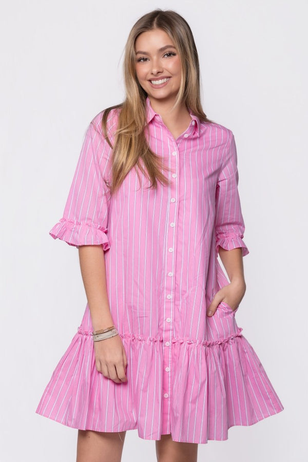 Kiana Dress (Light Pink Stripe) - Dress - Yakira Bella