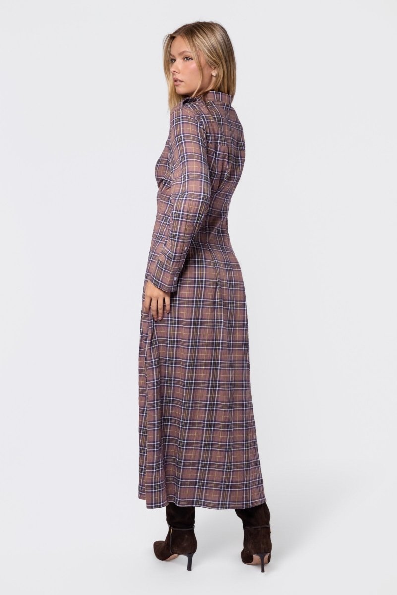 Kiera Dress (Brown Plaid) - Dress - Yakira Bella