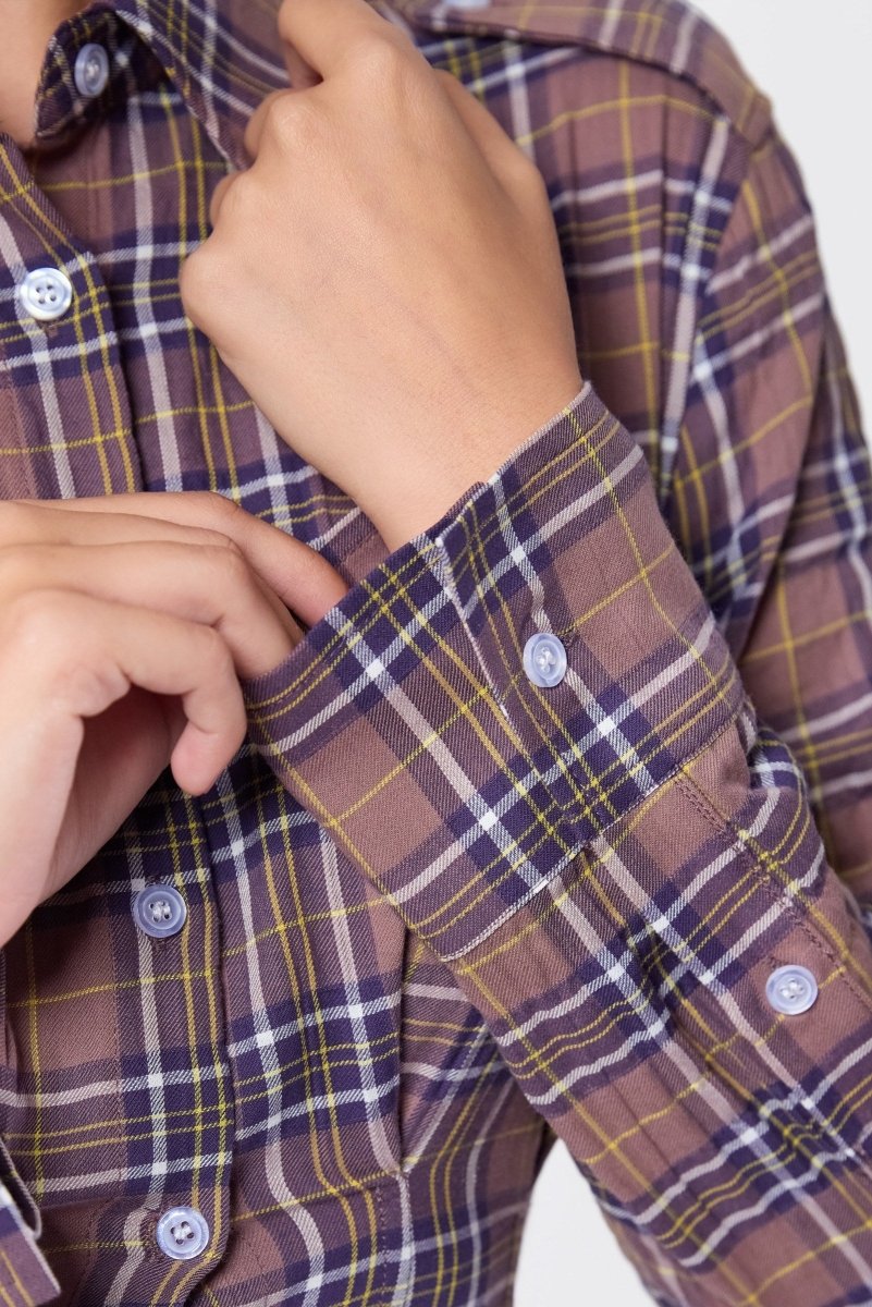 Kiera Dress (Brown Plaid) - Dress - Yakira Bella
