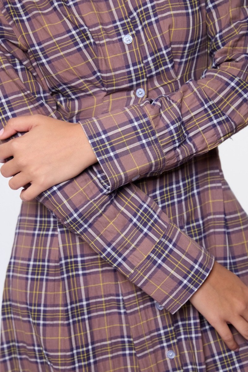 Kiera Dress (Brown Plaid) - Dress - Yakira Bella