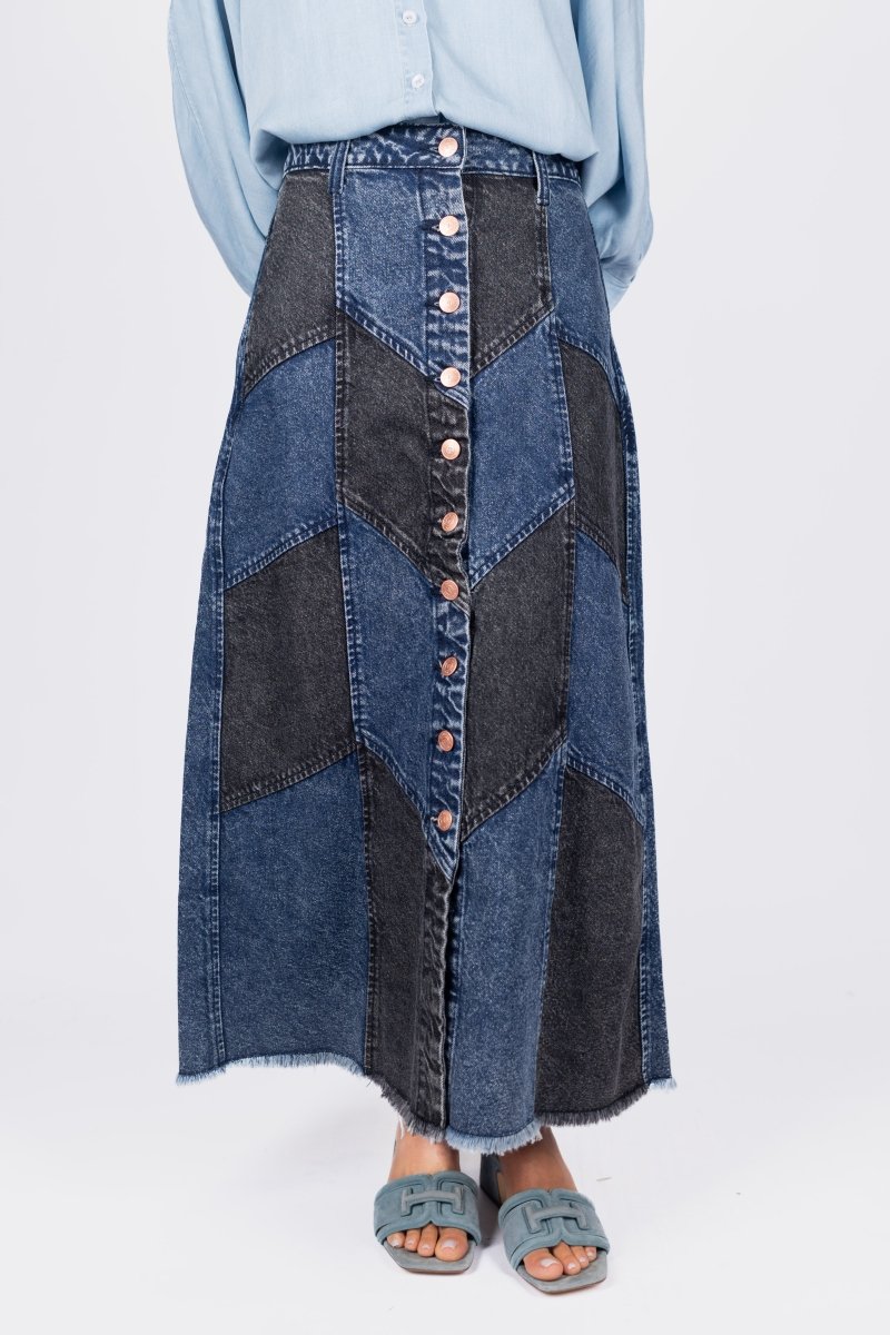 Kimberly Skirt (Blue/Black) - Skirt - Yakira Bella