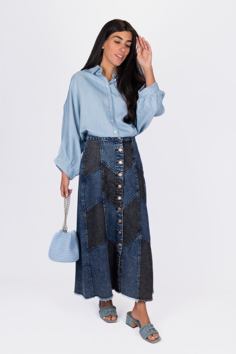 Kimberly Skirt (Blue/Black) - Skirt - Yakira Bella