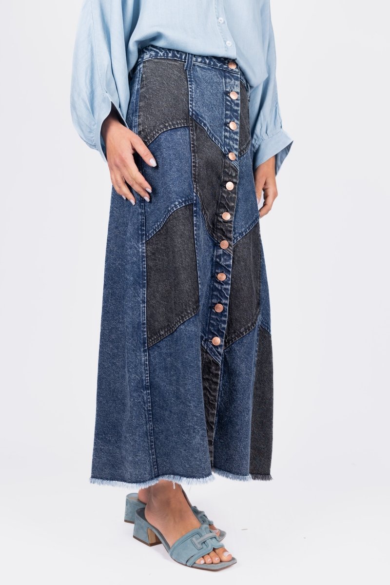 Kimberly Skirt (Blue/Black) - Skirt - Yakira Bella
