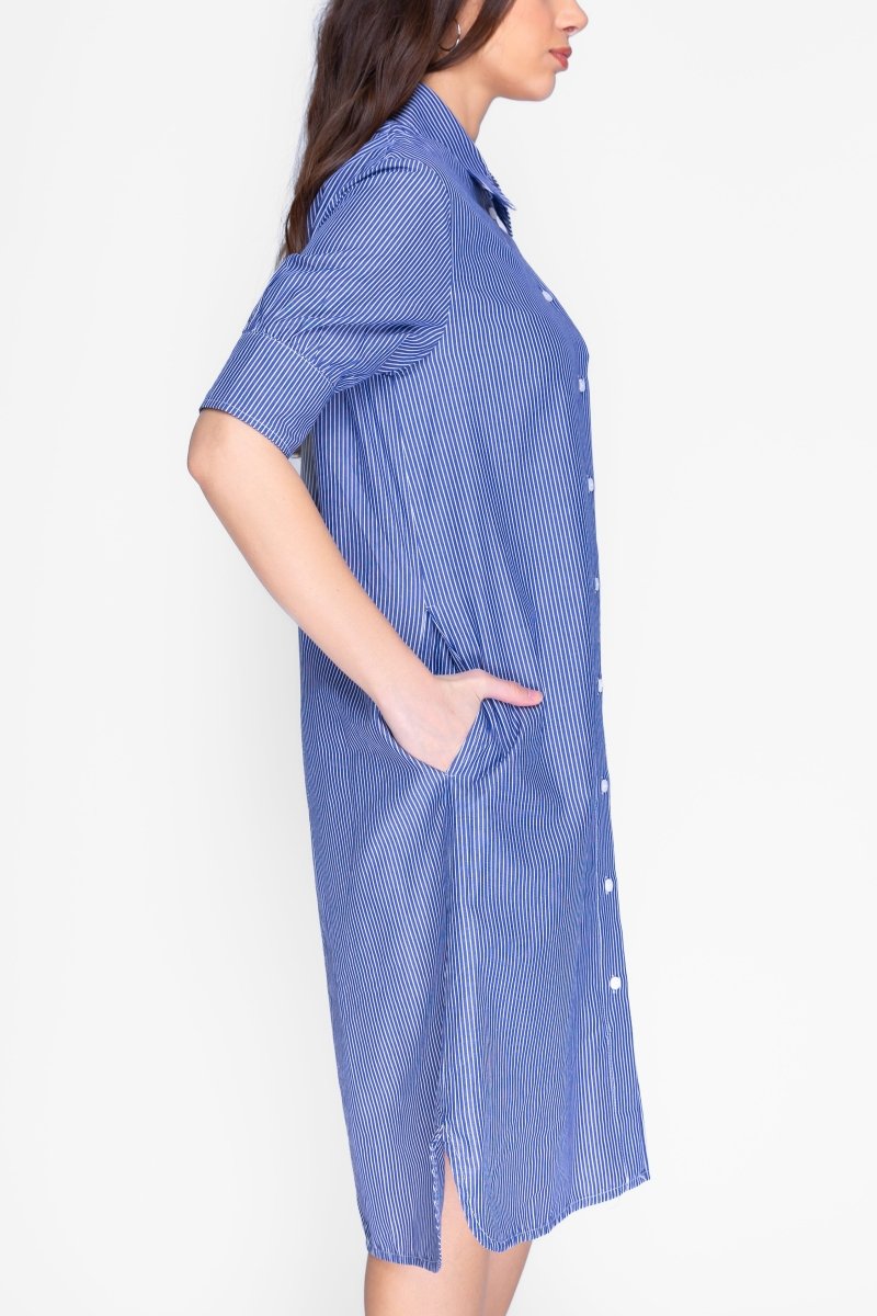 LAILA DRESS (NAVY STRIPE) 41" - Dress - Yakira Bella
