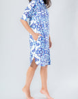 LAILA DRESS (WHITE/BLUE) 38" - Dress - Yakira Bella