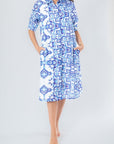 LAILA DRESS (WHITE/BLUE) 41" - Dress - Yakira Bella