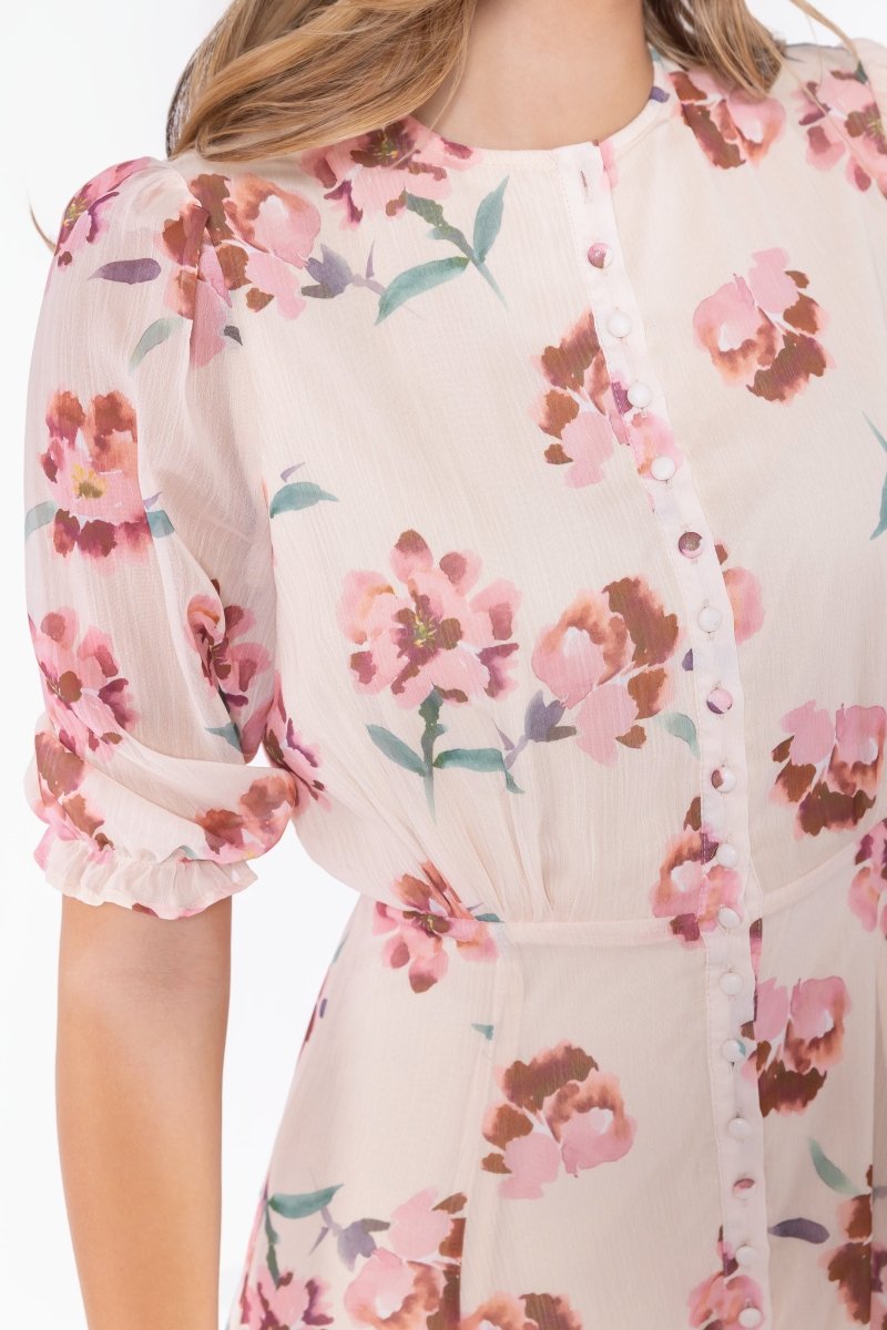 Lana Dress (Beige/Pink) - Dress - Yakira Bella