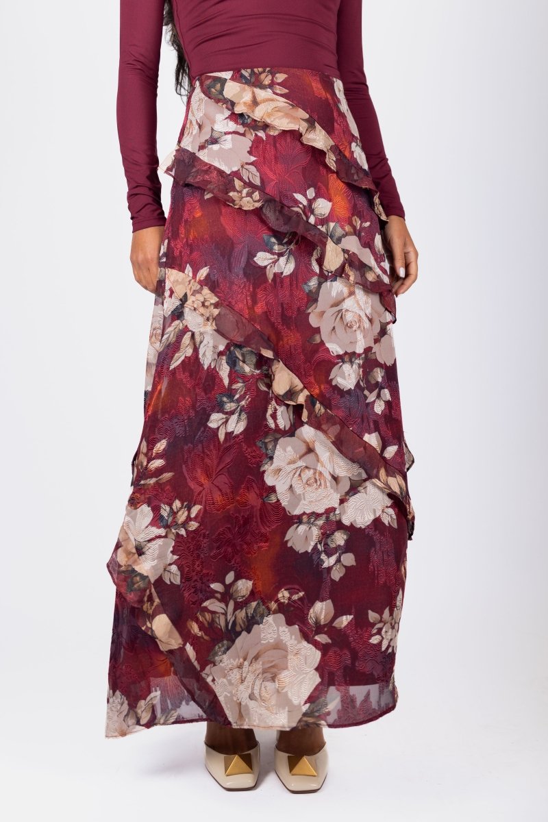 Laurel Skirt (Burgundy) - Skirt - Yakira Bella