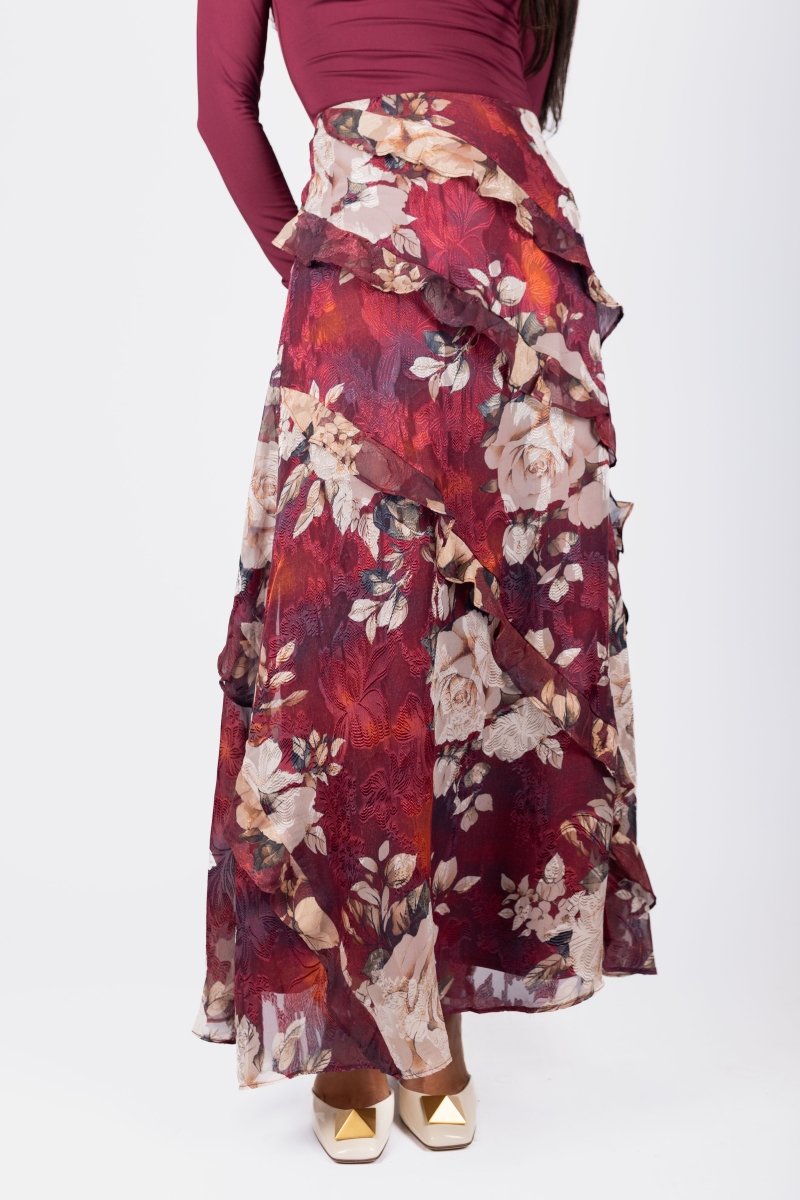 Laurel Skirt (Burgundy) - Skirt - Yakira Bella