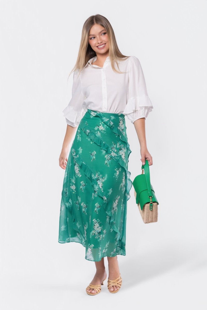 Laurel Skirt (Green Pattern) - Skirt - Yakira Bella