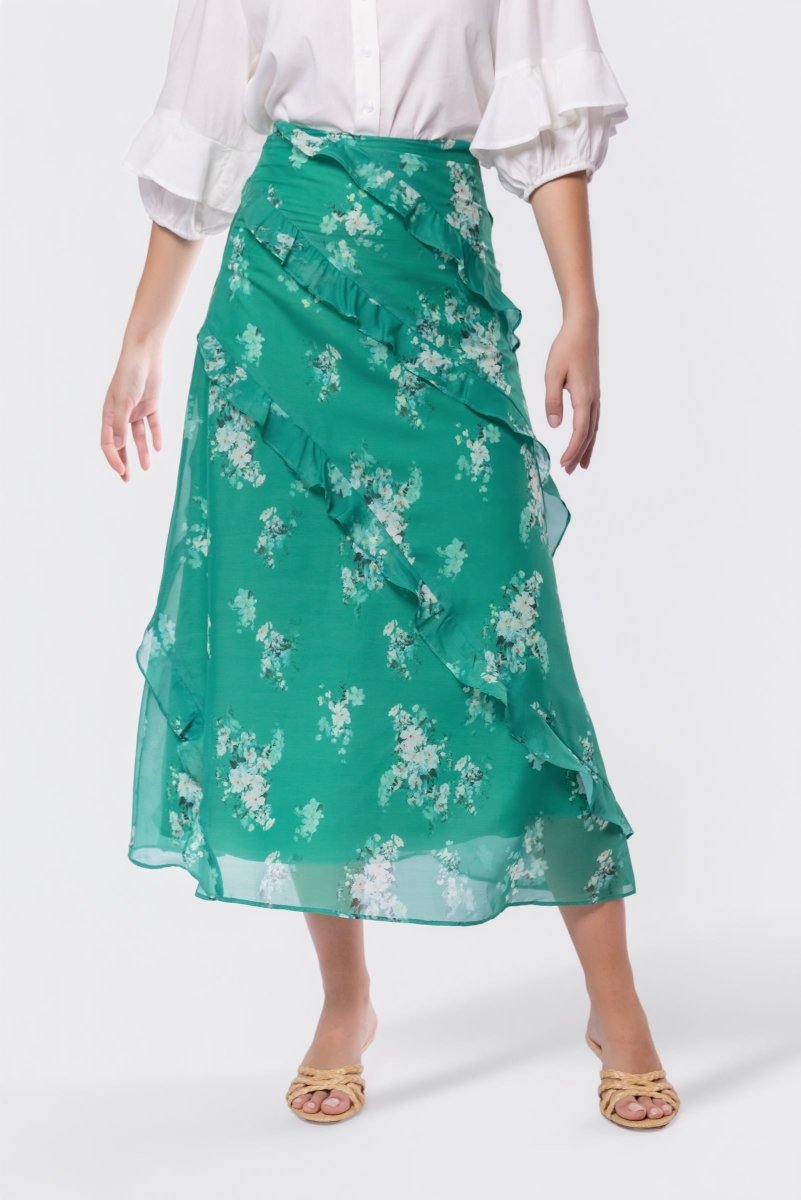 Laurel Skirt (Green Pattern) - Skirt - Yakira Bella