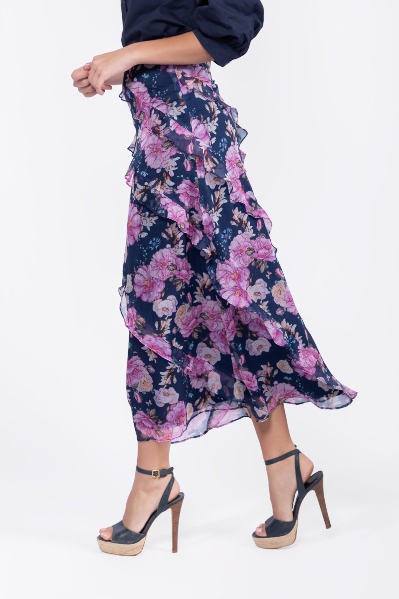 Laurel Skirt (Navy Flower) - Skirt - Yakira Bella