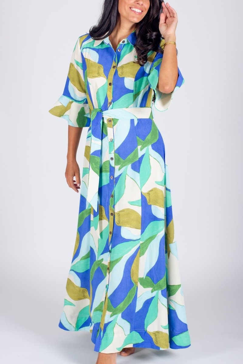 LAUREN DRESS (GREEN PATTERN) - Dress - Yakira Bella