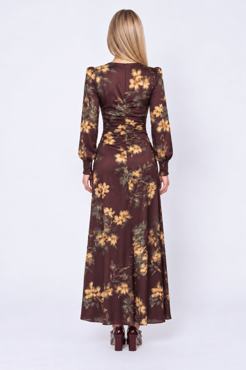 Layla Dress (Brown Flower) - Dress - Yakira Bella