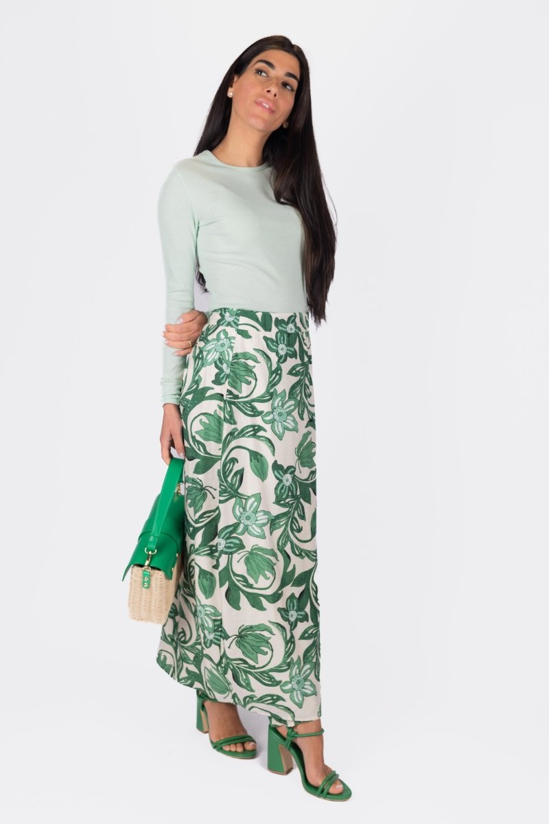 LEILA SKIRT (GREEN PATTERN) - Skirt - Yakira Bella
