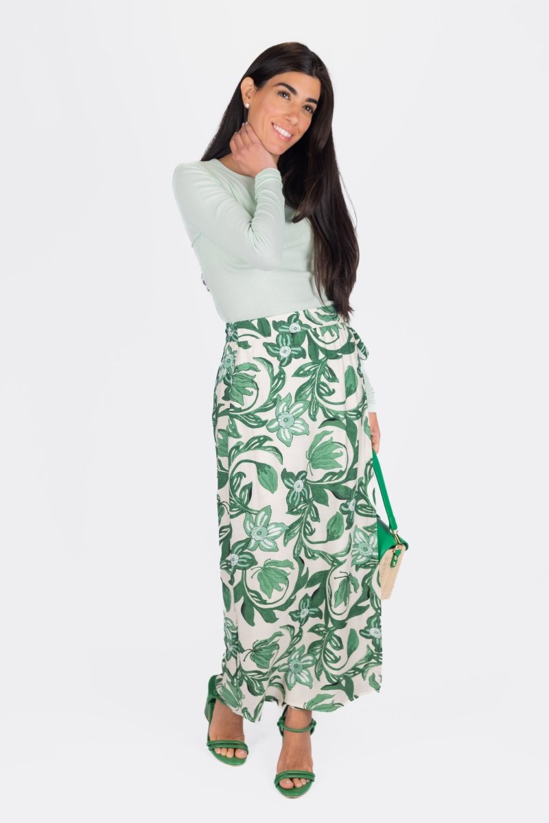 LEILA SKIRT (GREEN PATTERN) - Skirt - Yakira Bella