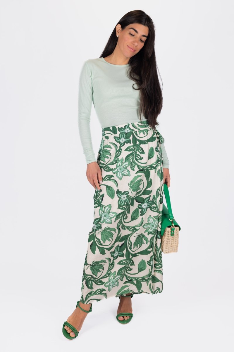 LEILA SKIRT (GREEN PATTERN) - Skirt - Yakira Bella