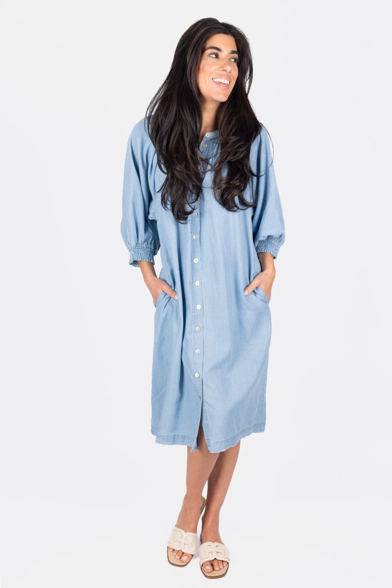 LENA DRESS 38" (CHAMBRAY) - Dress - Yakira Bella