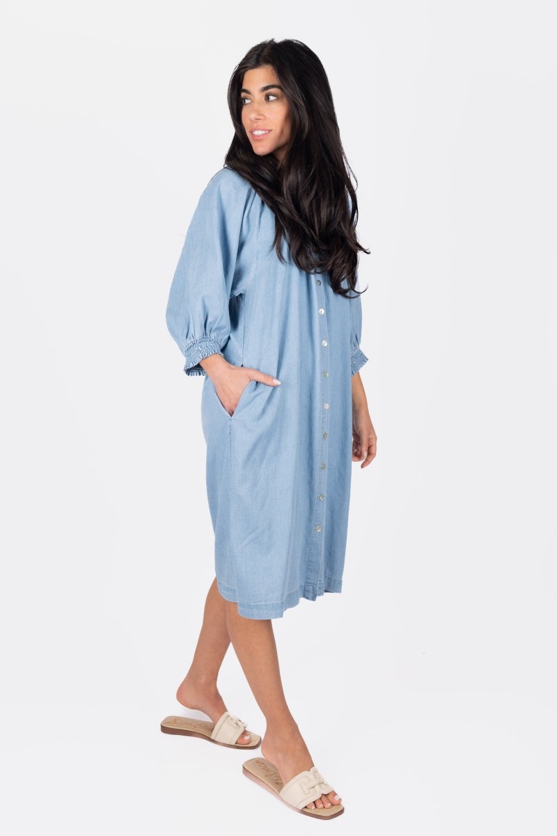 LENA DRESS 38&quot; (CHAMBRAY) - Dress - Yakira Bella