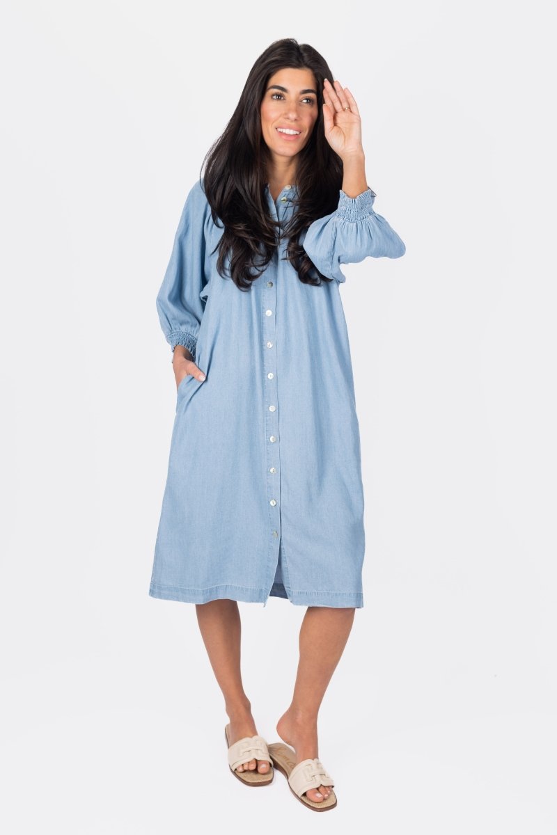 LENA DRESS 38" (CHAMBRAY) - Dress - Yakira Bella