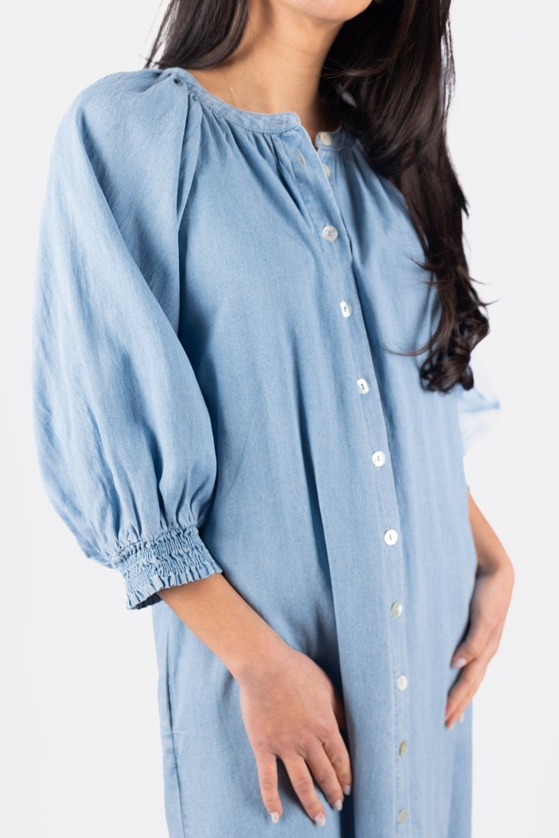 LENA DRESS 38&quot; (CHAMBRAY) - Dress - Yakira Bella