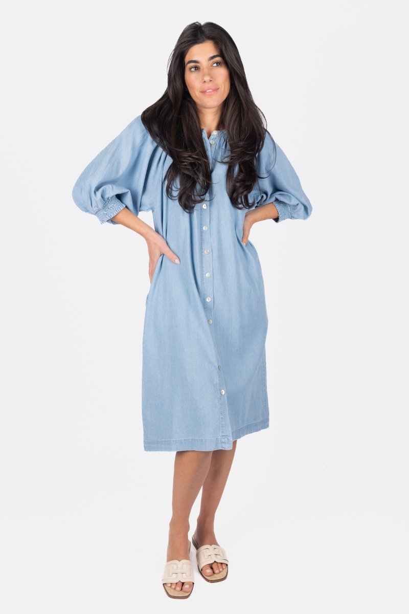 LENA DRESS 38" (CHAMBRAY) - Dress - Yakira Bella