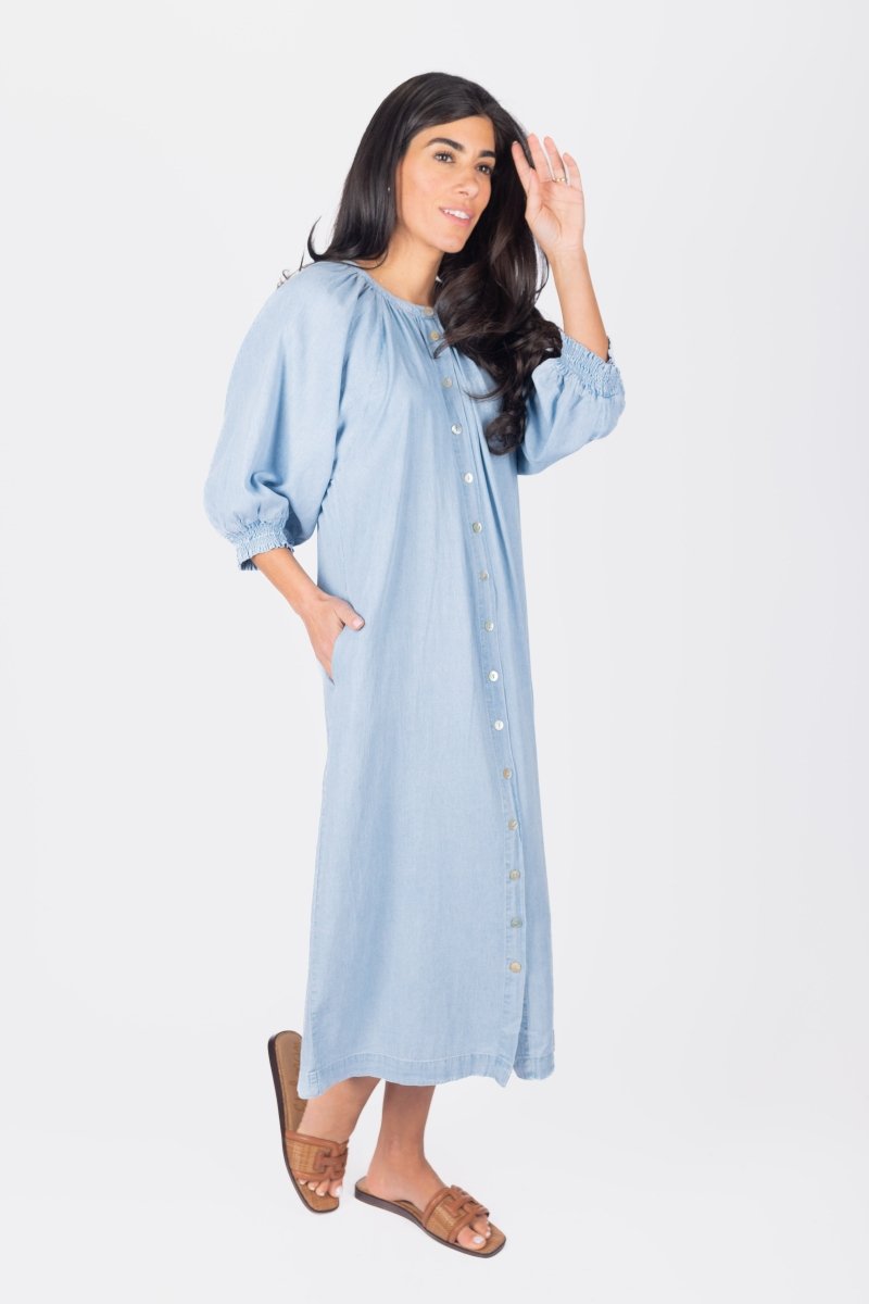 LENA DRESS 44&quot; (CHAMBRAY) - Dress - Yakira Bella