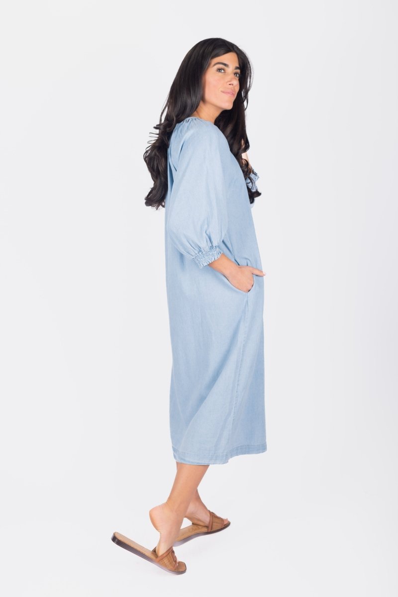 LENA DRESS 44&quot; (CHAMBRAY) - Dress - Yakira Bella