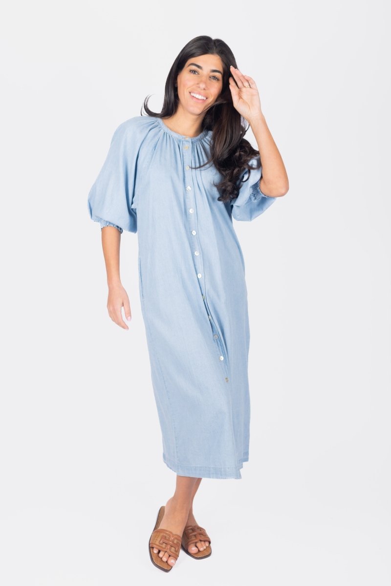 LENA DRESS 44" (CHAMBRAY) - Dress - Yakira Bella