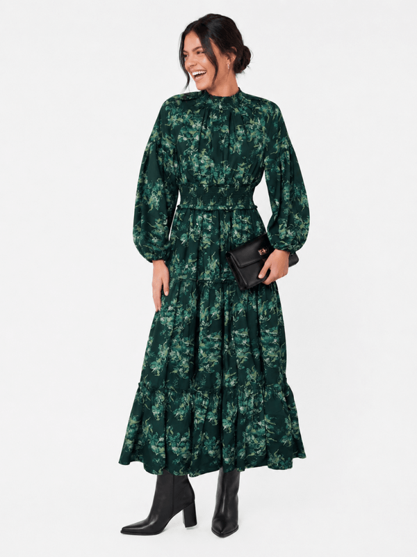Leslie Dress (Dark Green Ground) - Dress - Yakira Bella