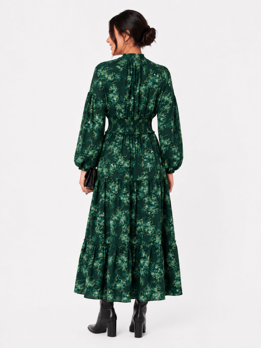Leslie Dress (Dark Green Ground) - Dress - Yakira Bella
