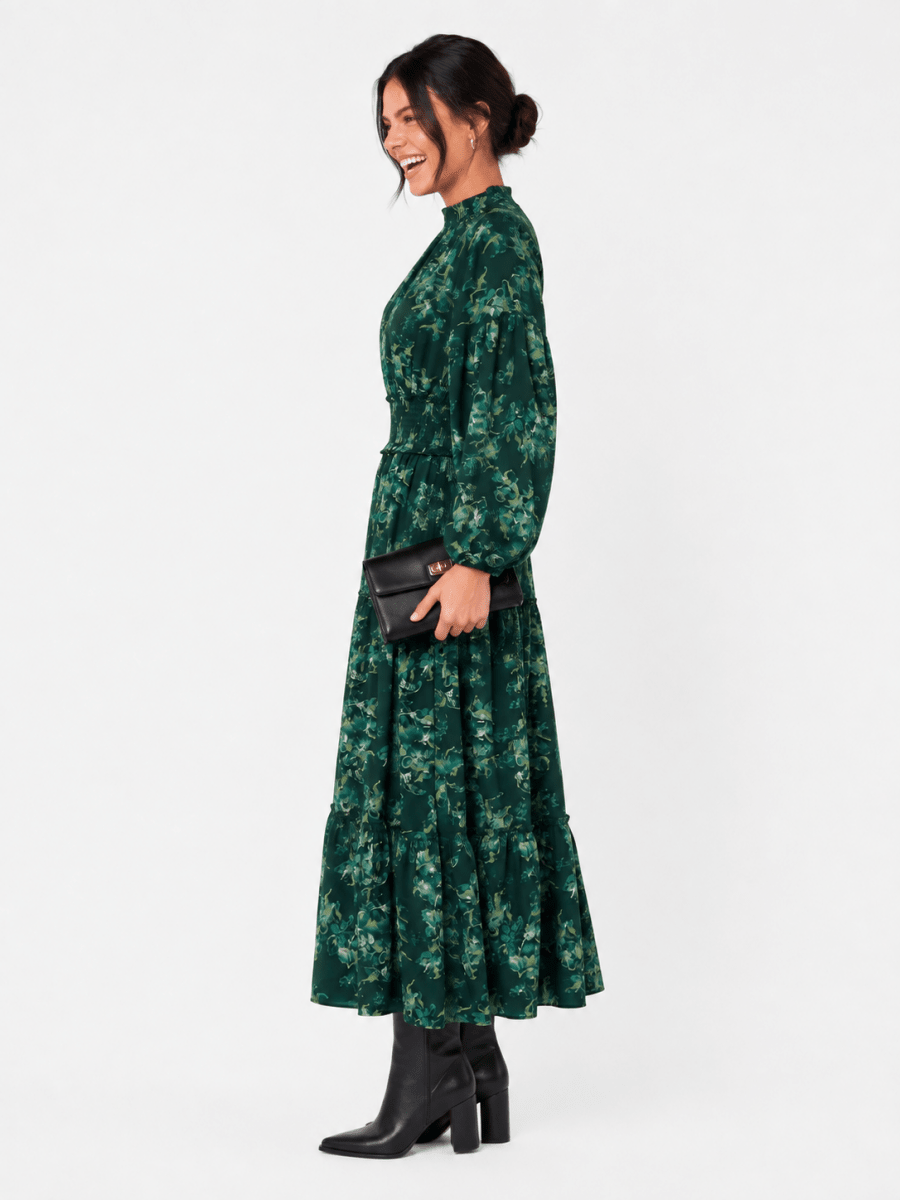 Leslie Dress (Dark Green Ground) - Dress - Yakira Bella