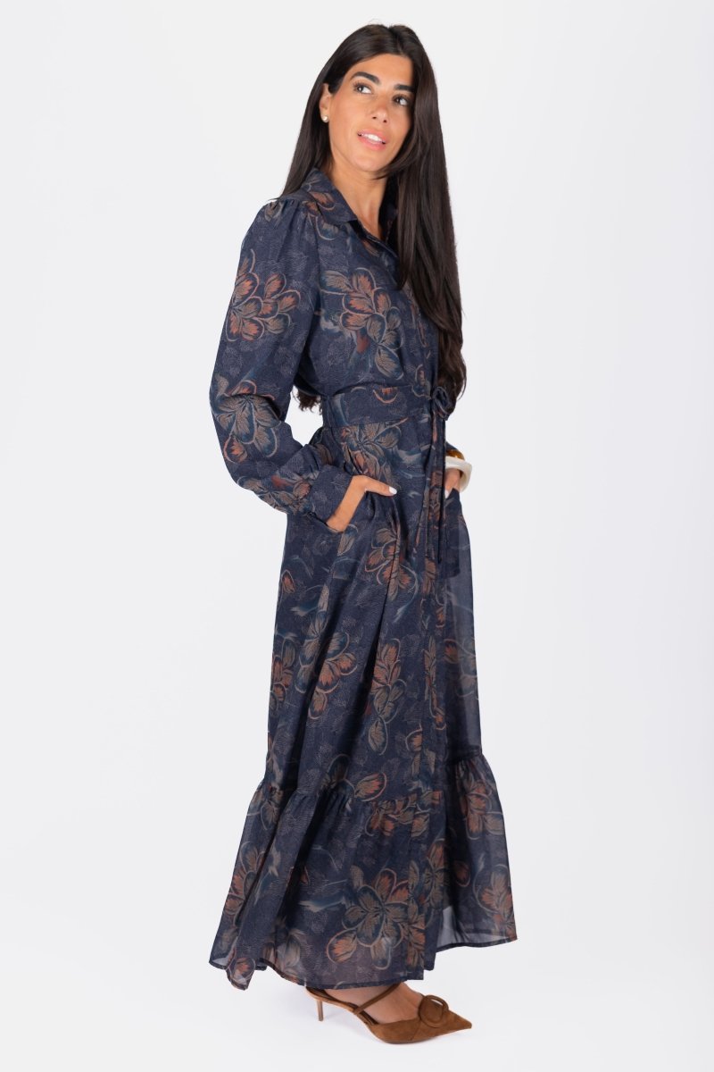 Lexi Dress 53&quot; (Navy/Pattern) - Dress - Yakira Bella
