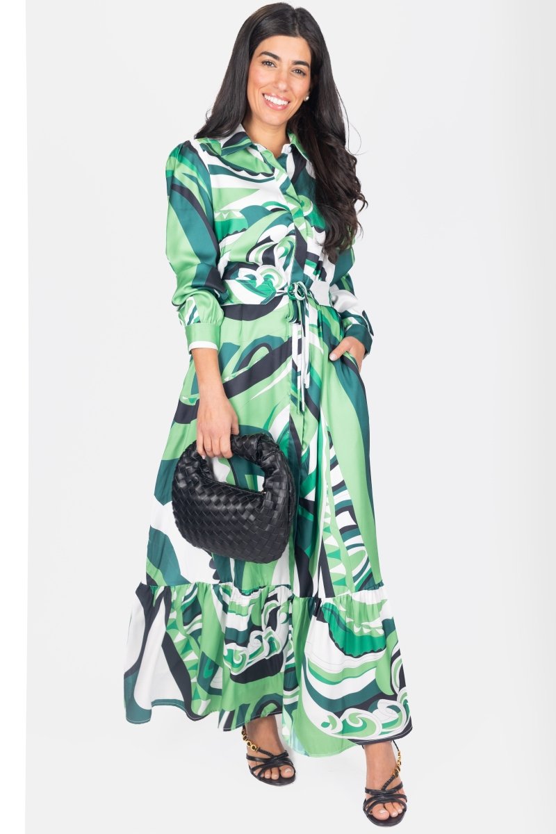 LEXI DRESS (GREEN/WHITE) - Dress - Yakira Bella