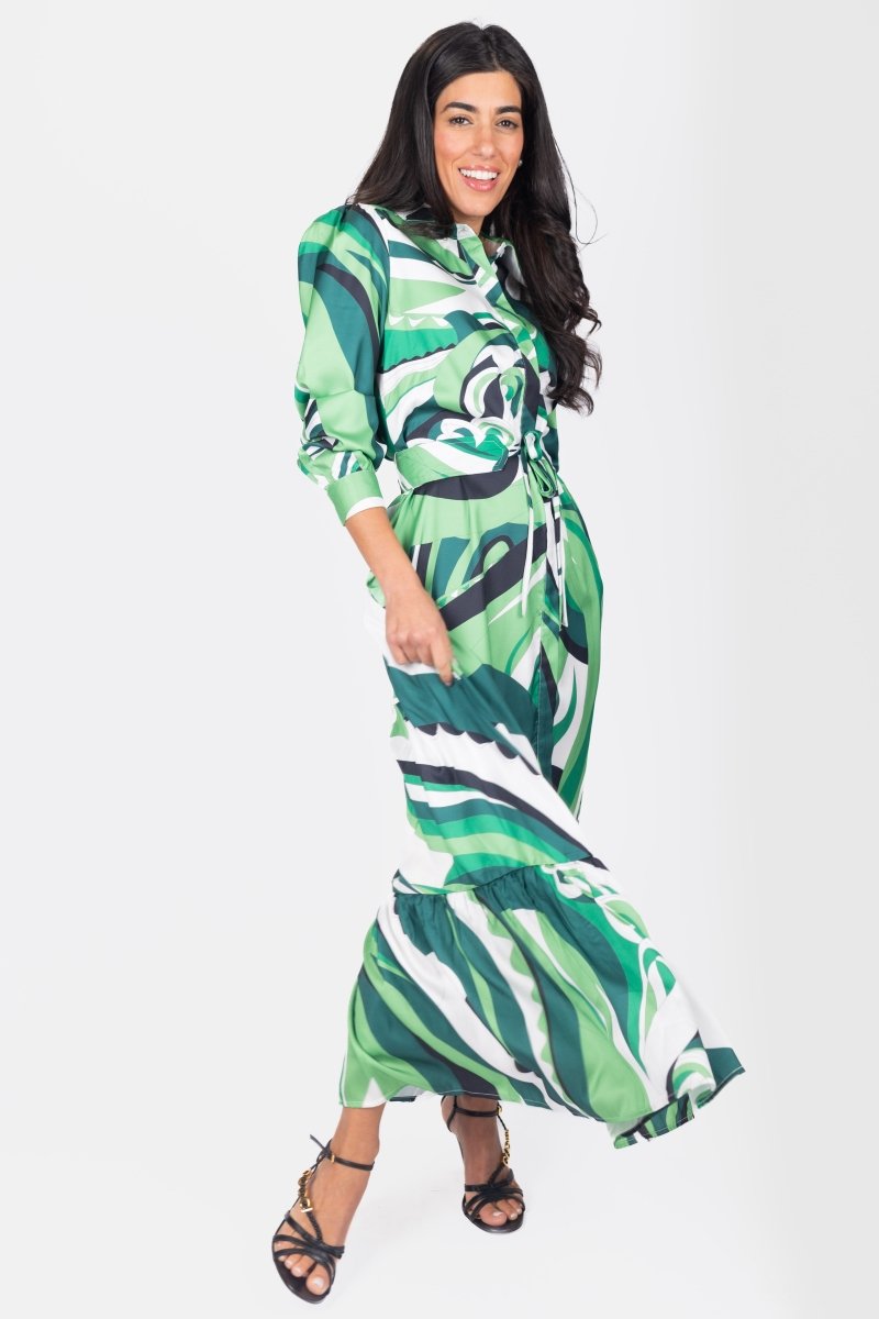 LEXI DRESS (GREEN/WHITE) - Dress - Yakira Bella