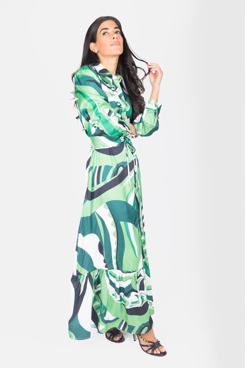 LEXI DRESS (GREEN/WHITE) - Dress - Yakira Bella