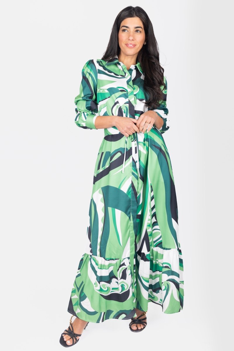 LEXI DRESS (GREEN/WHITE) - Dress - Yakira Bella