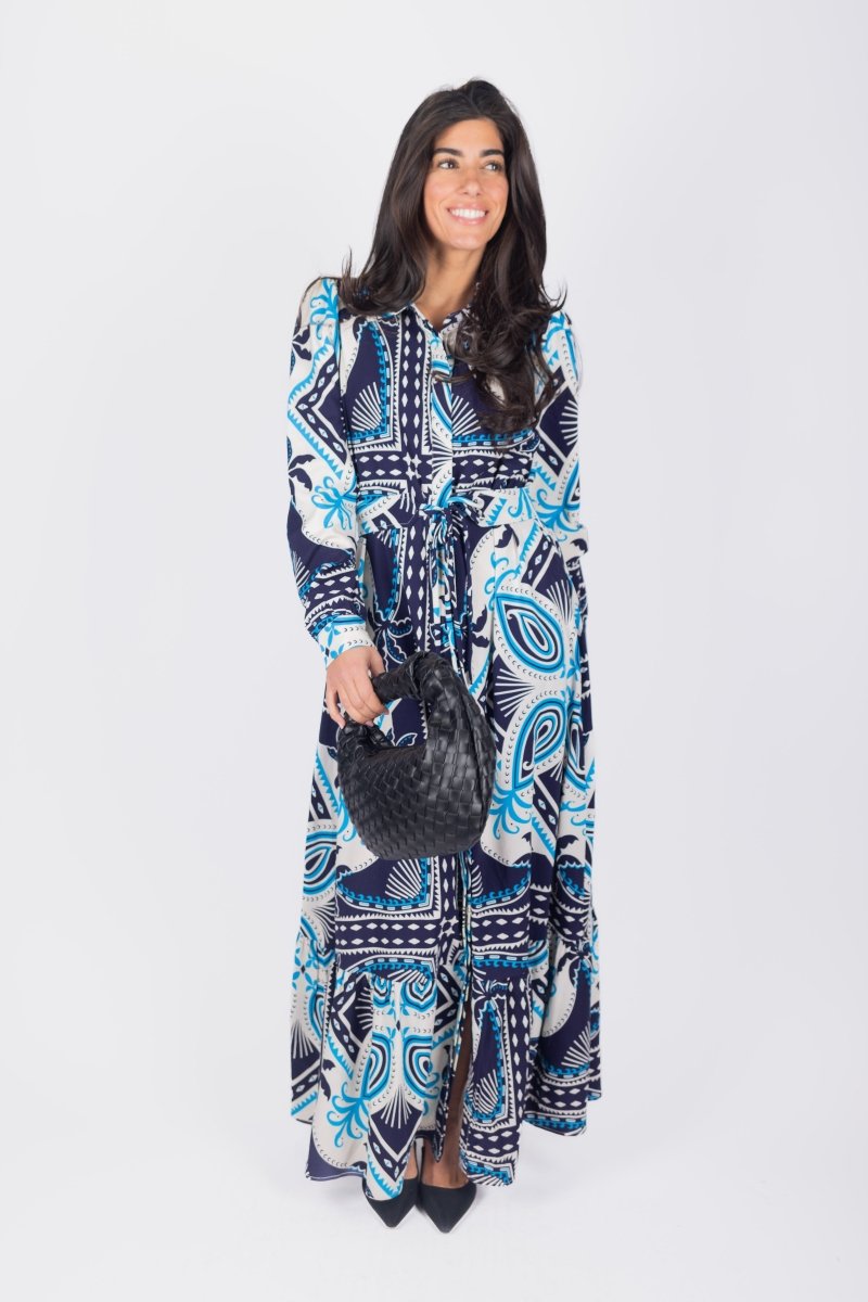 LEXI DRESS (IVORY/BLUE) - Dress - Yakira Bella