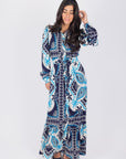 LEXI DRESS (IVORY/BLUE) - Dress - Yakira Bella