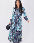 LEXI DRESS (IVORY/BLUE) - Dress - Yakira Bella