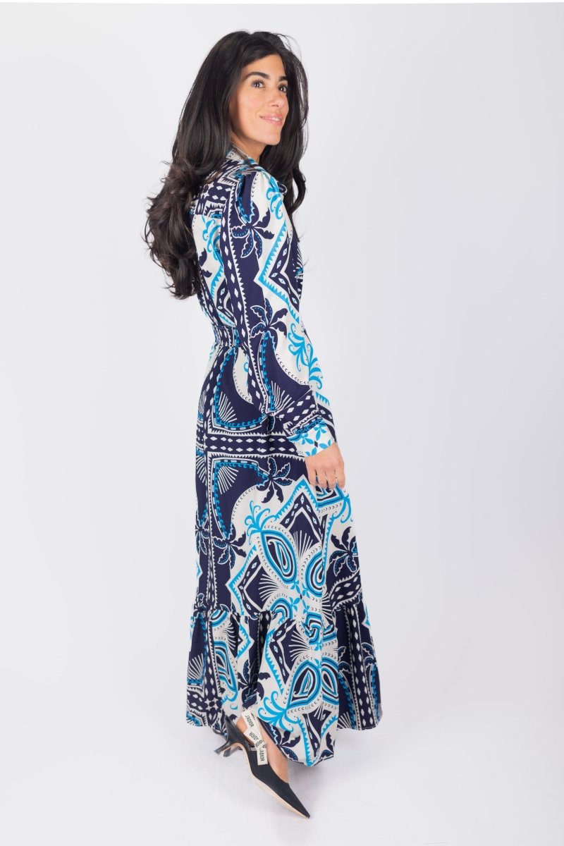 LEXI DRESS (IVORY/BLUE) - Dress - Yakira Bella