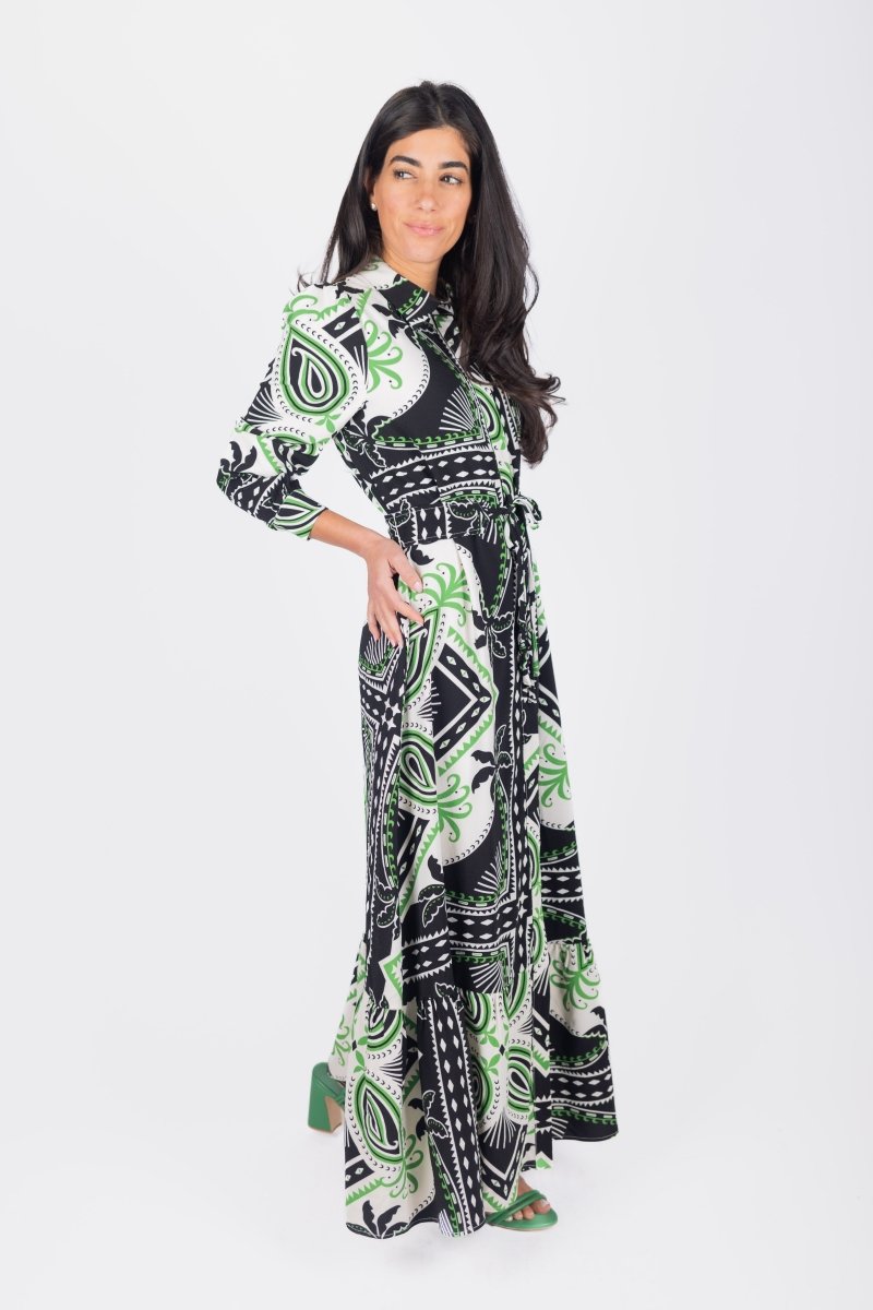 LEXI DRESS (IVORY/GREEN) - Dress - Yakira Bella