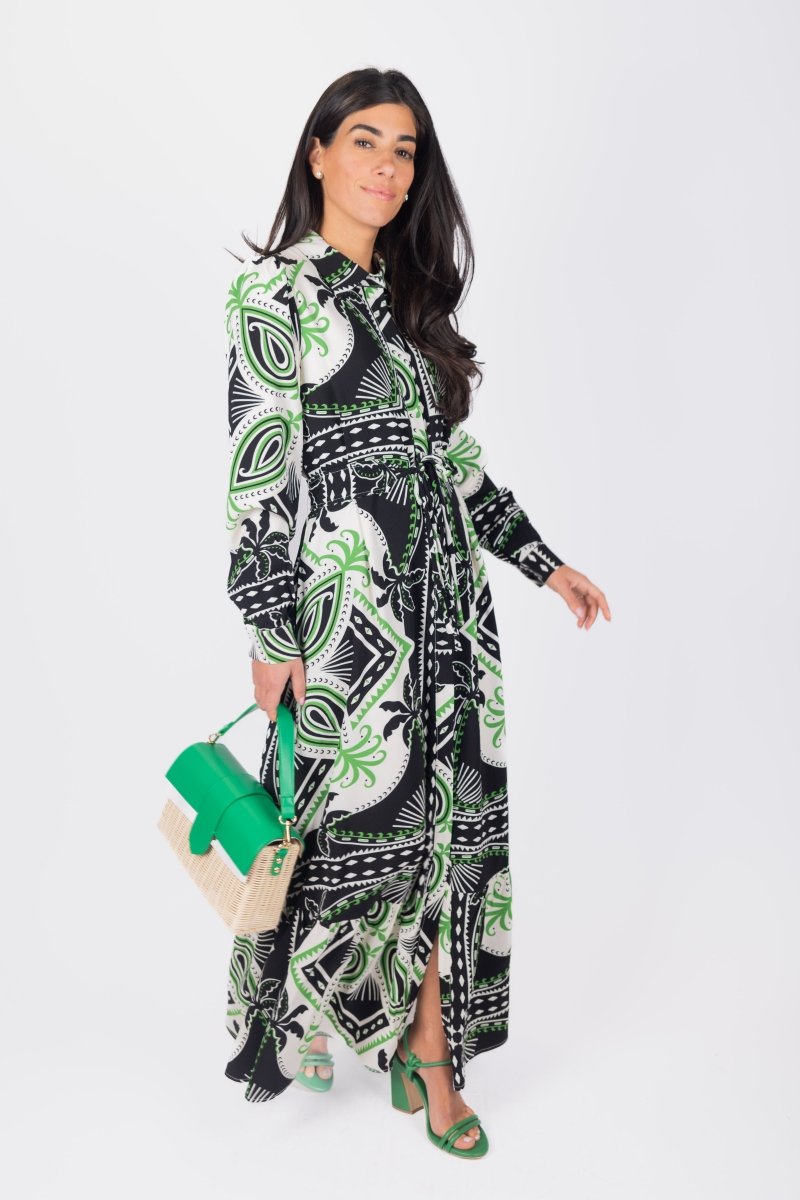 LEXI DRESS (IVORY/GREEN) - Dress - Yakira Bella