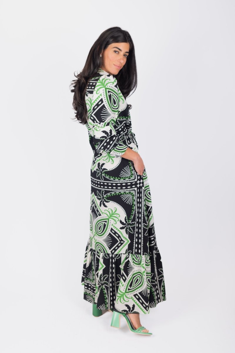 LEXI DRESS (IVORY/GREEN) - Dress - Yakira Bella