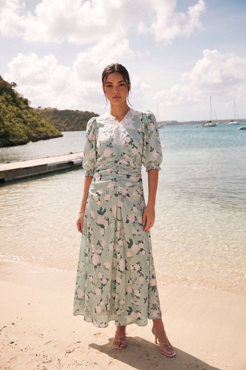 Lina Dress (Green Pattern) - Dress - Yakira Bella
