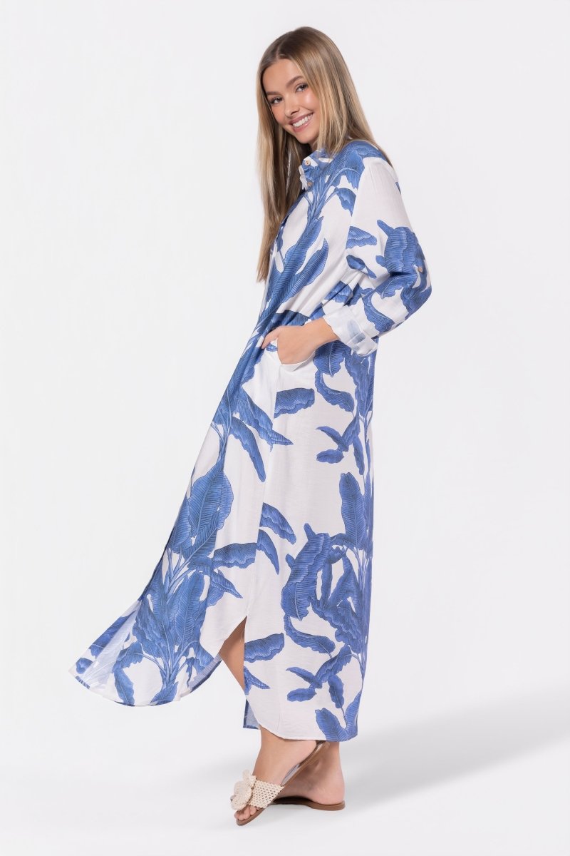 Lindsey Dress (White/Blue) - Dress - Yakira Bella