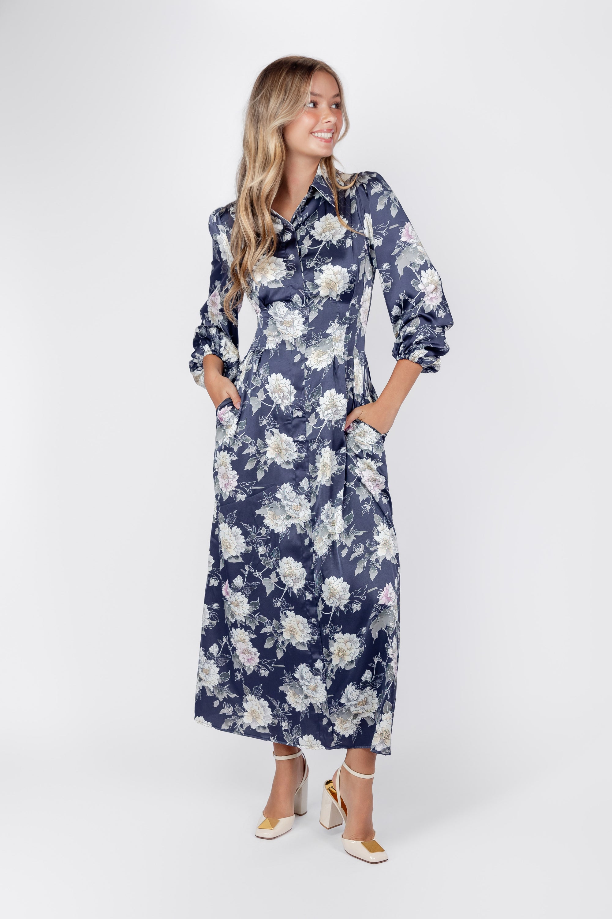 Liora Dress (Navy Ground) - Dress - Yakira Bella